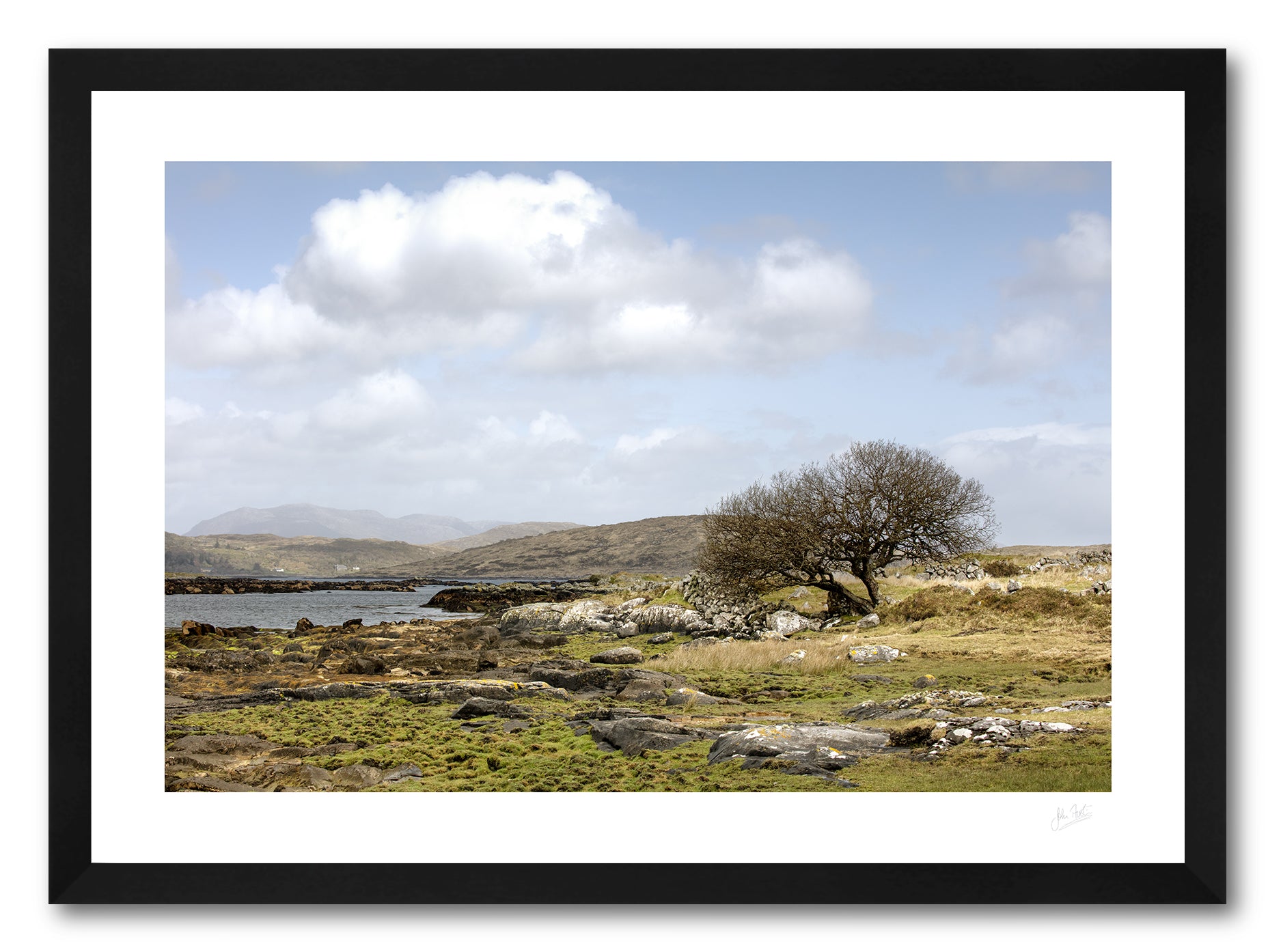a framed fine art photograph of the rugged Connemara landscape as seen from Canower in County Galway, Ireland