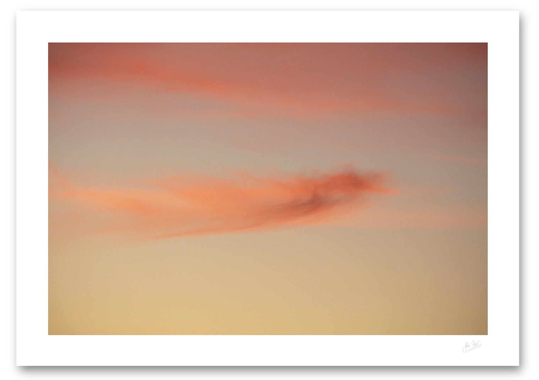 fine art photographic print of a phoenix shaped crimson cloud in the evening sky