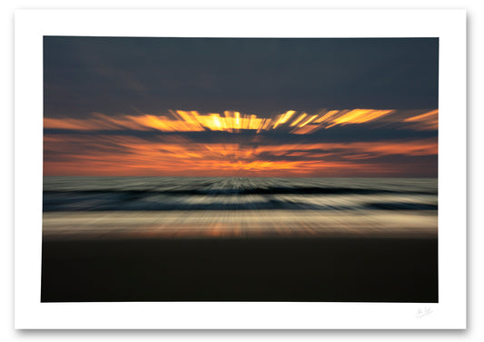 fine art photographic print of a beach sunset deconstructed into it's constituent parts