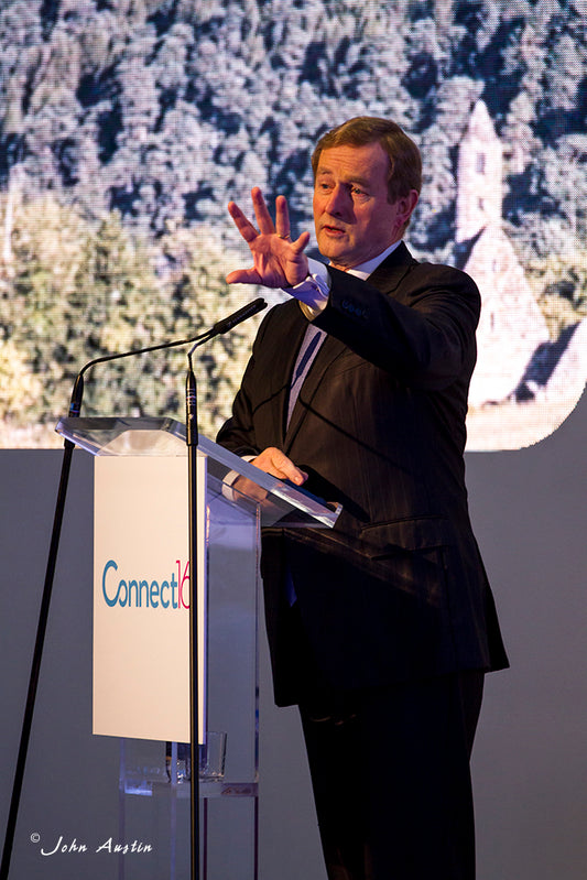 Irish Prime Minister (An Taoiseach) Enda Kenny adressing the Connect 16 event in the Royal Dublin Society
