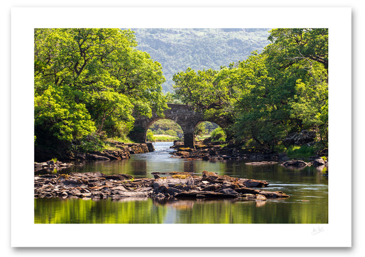 unframed fine art print of the Old Weir Bridge a the Meeting of the Waters in Killarney National Park 